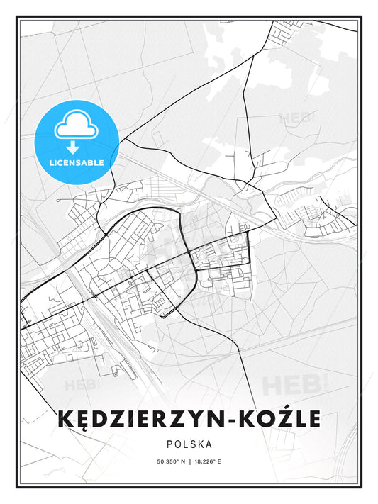 Kędzierzyn-Koźle, Poland, Modern Print Template in Various Formats - HEBSTREITS Sketches