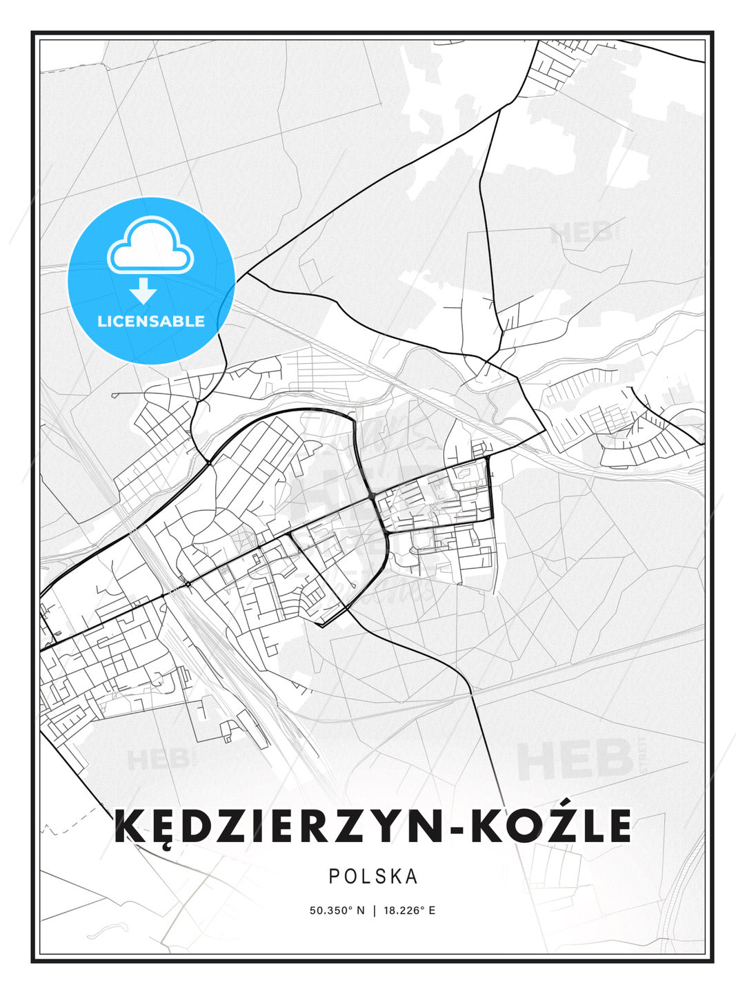 Kędzierzyn-Koźle, Poland, Modern Print Template in Various Formats - HEBSTREITS Sketches