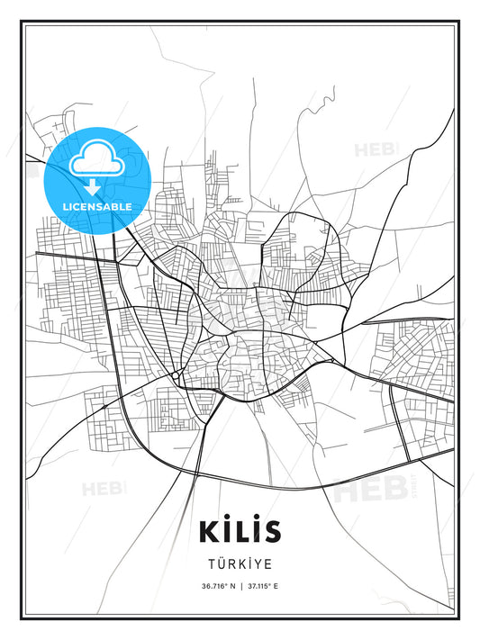 KİLİS / Kilis, Turkey, Modern Print Template in Various Formats - HEBSTREITS Sketches