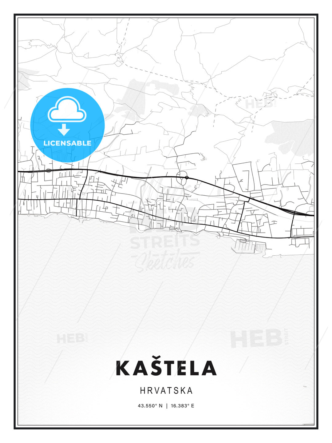 Kaštela, Croatia, Modern Print Template in Various Formats - HEBSTREITS Sketches