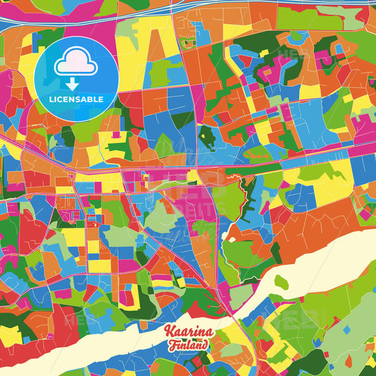 Kaarina, Finland Crazy Colorful Street Map Poster Template - HEBSTREITS Sketches