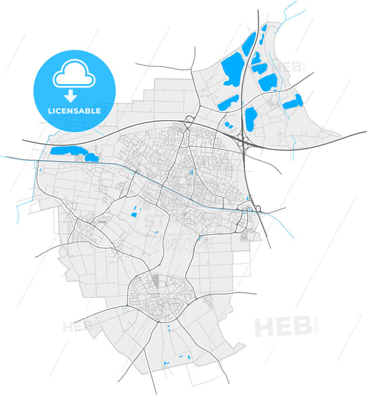 Kaarst, North Rhine-Westphalia, Germany, high quality vector map