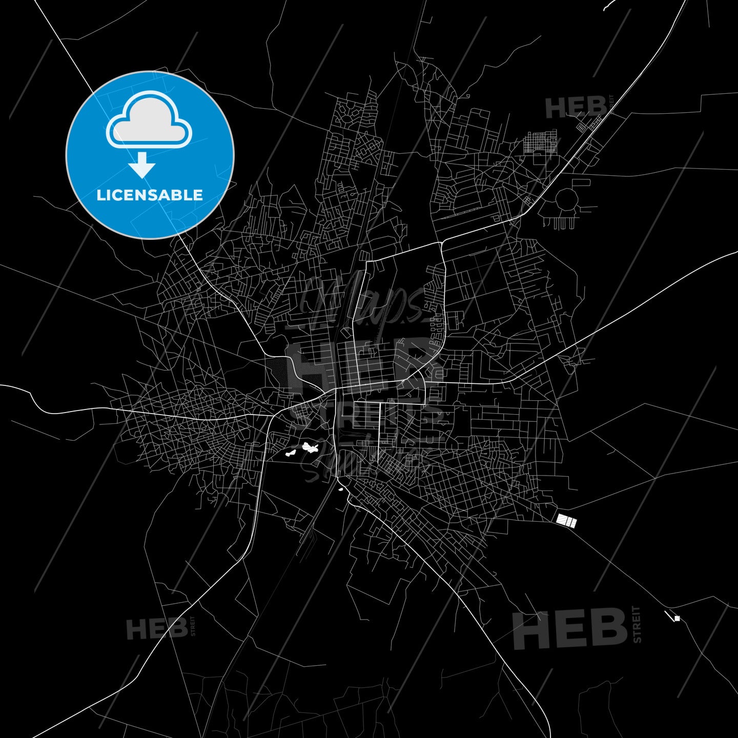 Kabwe, Zambia Pdf Vector Map Black And White – HEBSTREITS