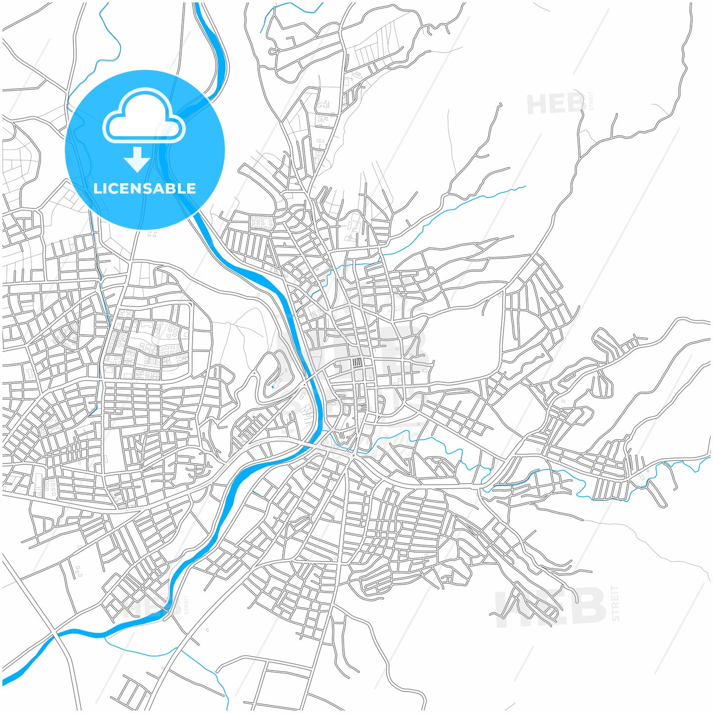 Kadirli, Osmaniye, Turkey, city map with high quality roads.