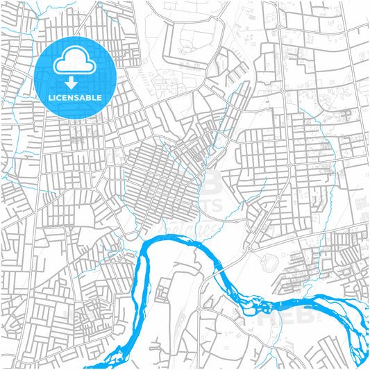 Kaduna, Nigeria, city map with high quality roads.