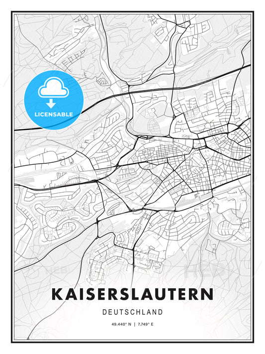 Kaiserslautern, Germany, Modern Print Template in Various Formats - HEBSTREITS Sketches
