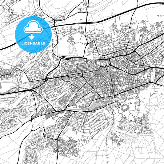 Kaiserslautern, Germany, vector map with buildings