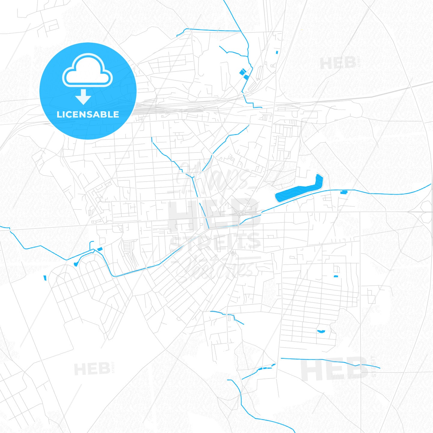 Kalinkavichy, Belarus PDF vector map with water in focus - HEBSTREITS