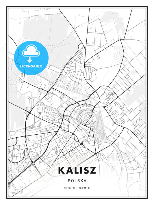 Kalisz, Poland, Modern Print Template in Various Formats - HEBSTREITS Sketches