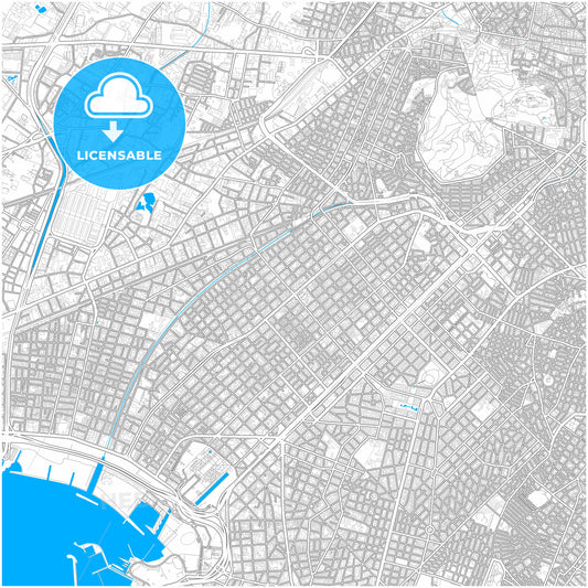 Kallithea, Attica, Greece, city map with high quality roads.