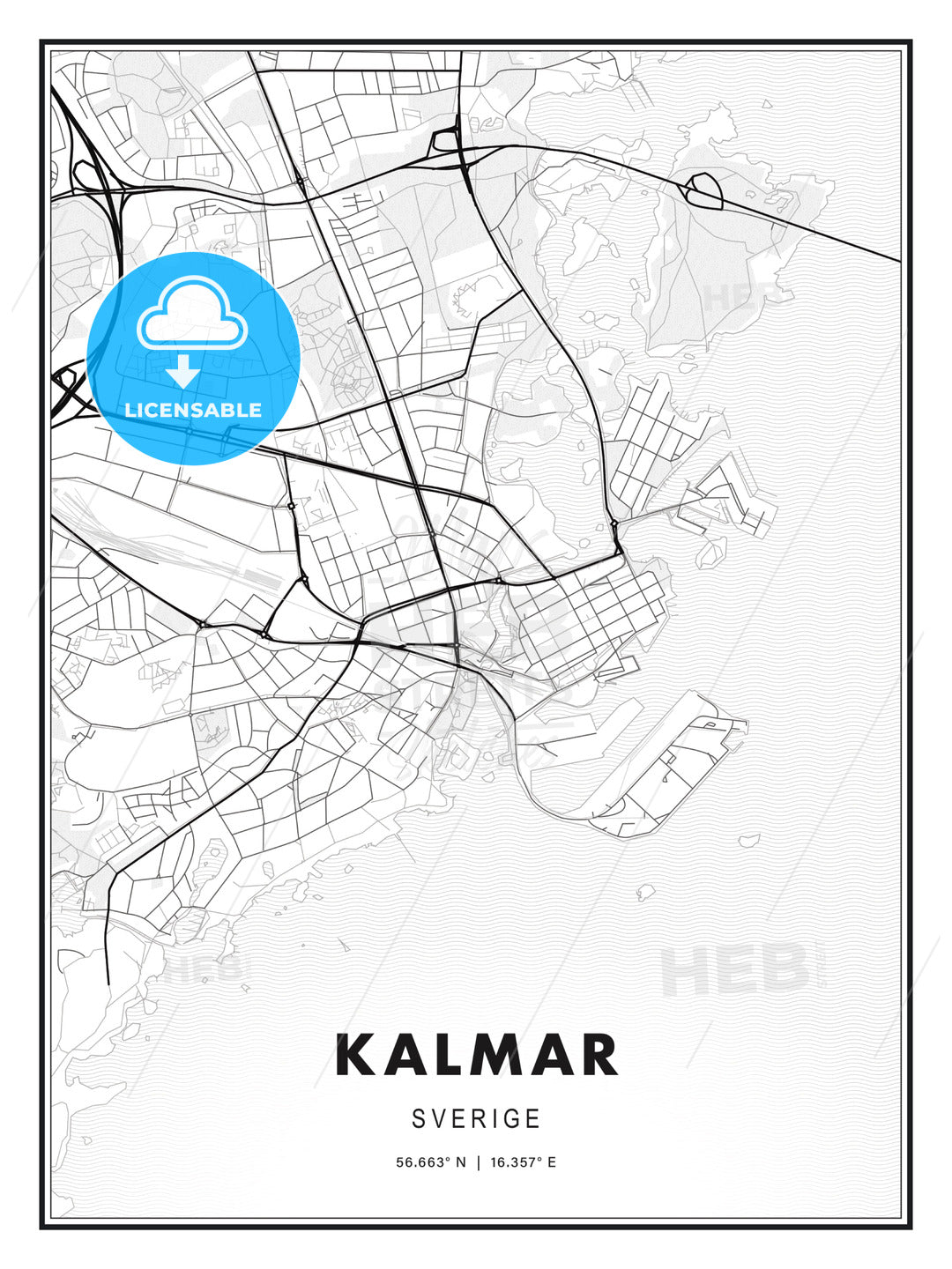 Kalmar, Sweden, Modern Print Template in Various Formats - HEBSTREITS Sketches