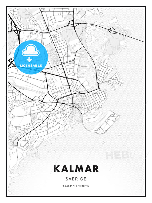 Kalmar, Sweden, Modern Print Template in Various Formats - HEBSTREITS Sketches