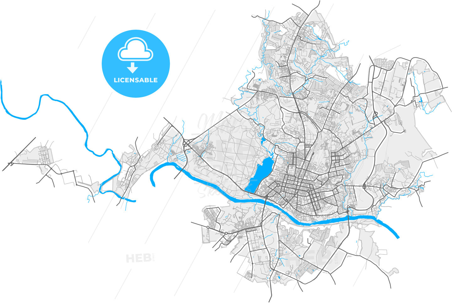 Kaluga, Kaluga Oblast, Russia, high quality vector map