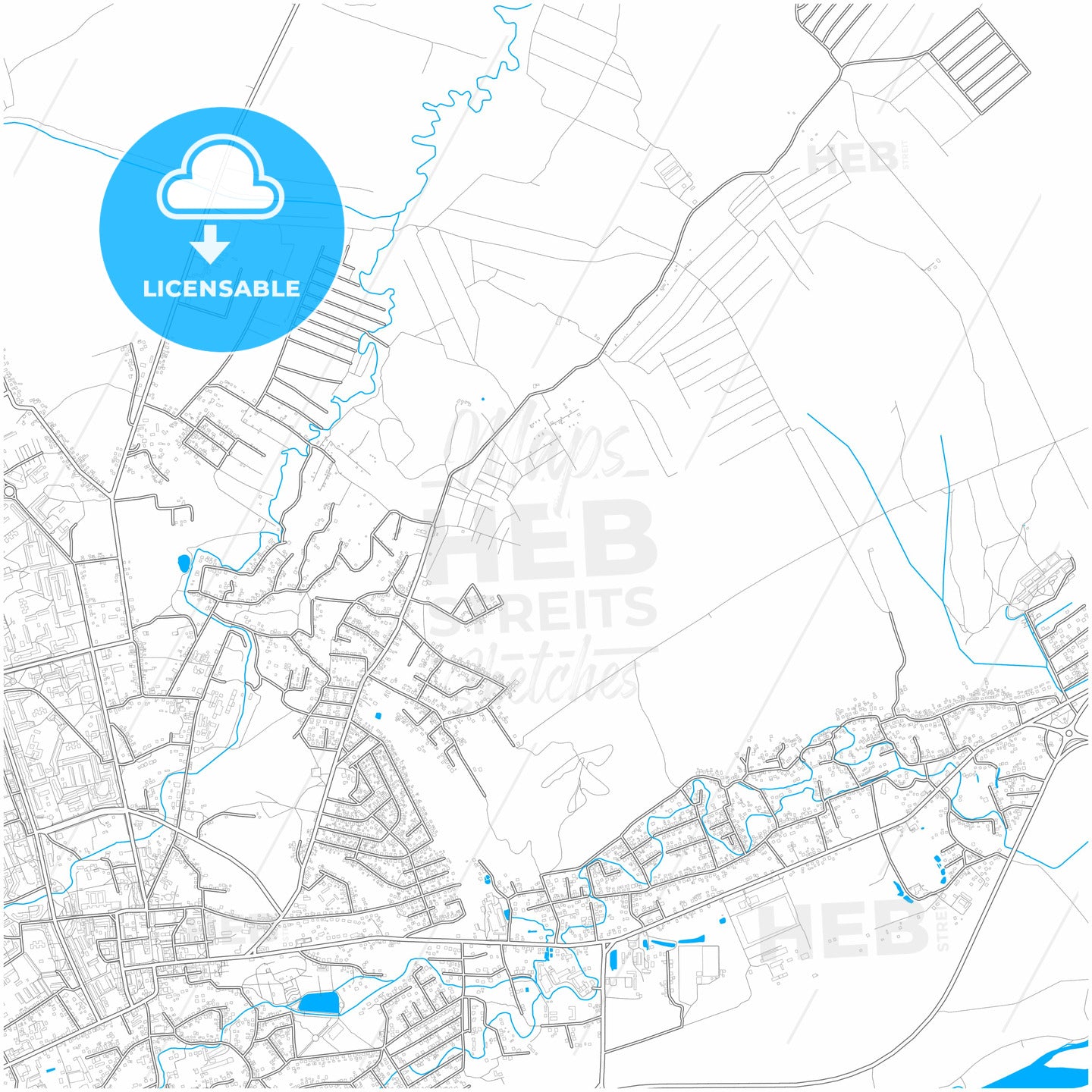 Kalush, Ivano-Frankivsk Oblast, Ukraine, city map with high quality roads.