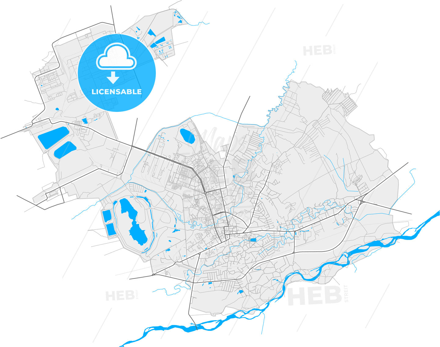 Kalush, Ivano-Frankivsk Oblast, Ukraine, high quality vector map