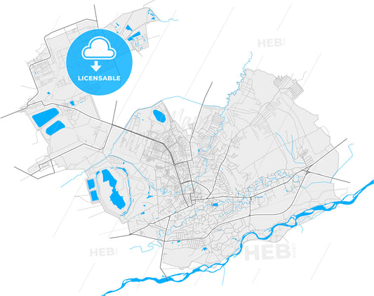 Kalush, Ivano-Frankivsk Oblast, Ukraine, high quality vector map