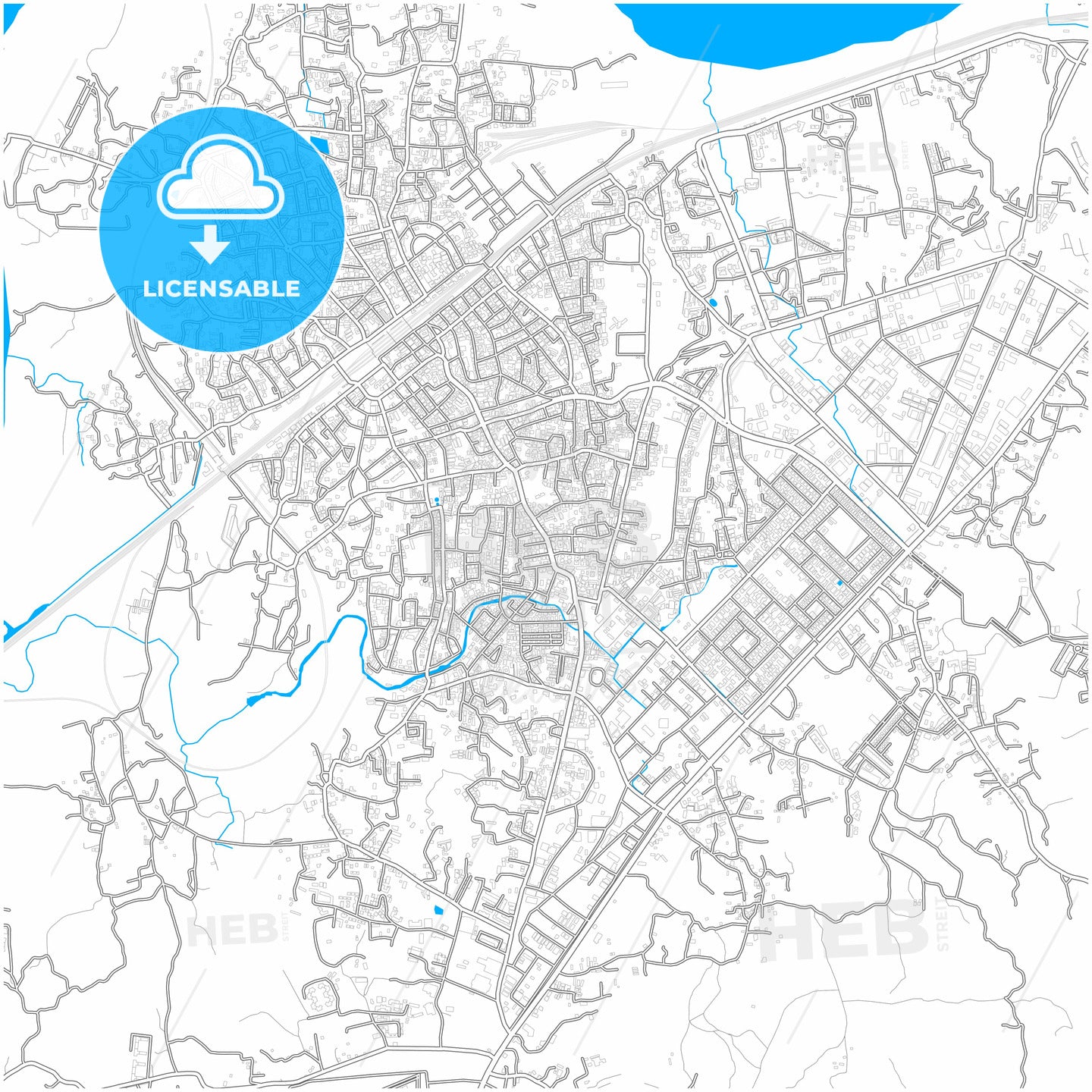 Kalyan-Dombivli, Maharashtra, India, city map with high quality roads.