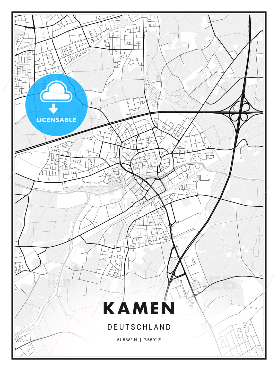 Kamen, Germany, Modern Print Template in Various Formats - HEBSTREITS Sketches