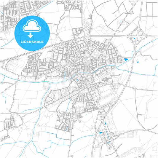 Kamen, North Rhine-Westphalia, Germany, city map with high quality roads.