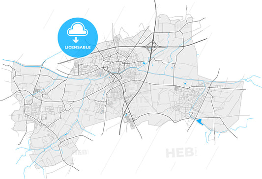 Kamen, North Rhine-Westphalia, Germany, high quality vector map