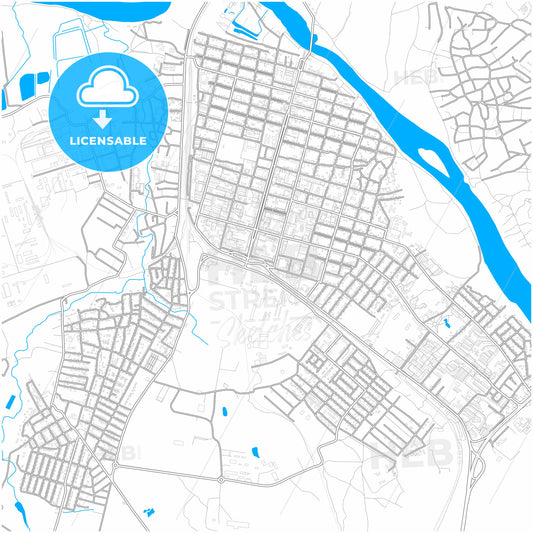 Kamensk-Shakhtinsky, Rostov Oblast, Russia, city map with high quality roads.