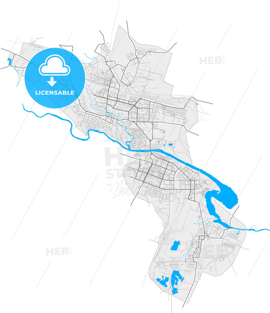 Kamensk-Uralsky, Sverdlovsk Oblast, Russia, high quality vector map