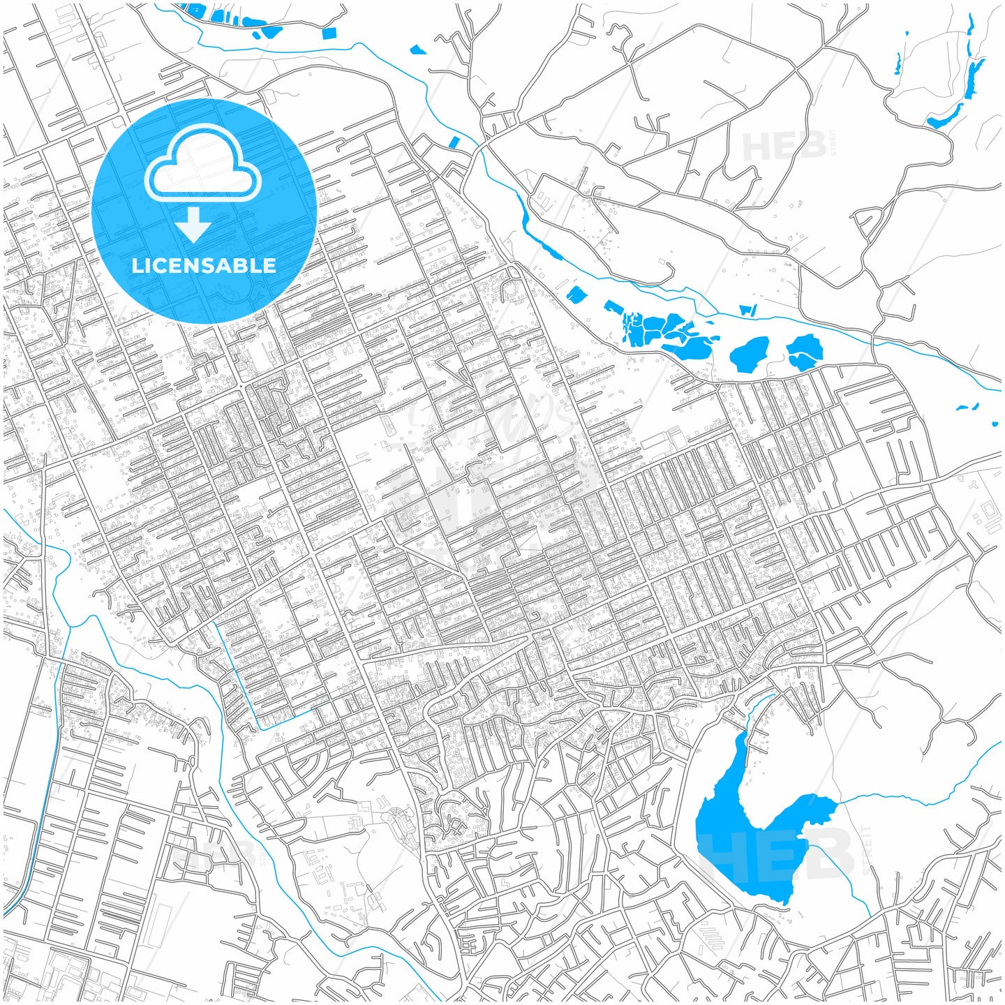 Kamëz, Albania, city map with high quality roads.