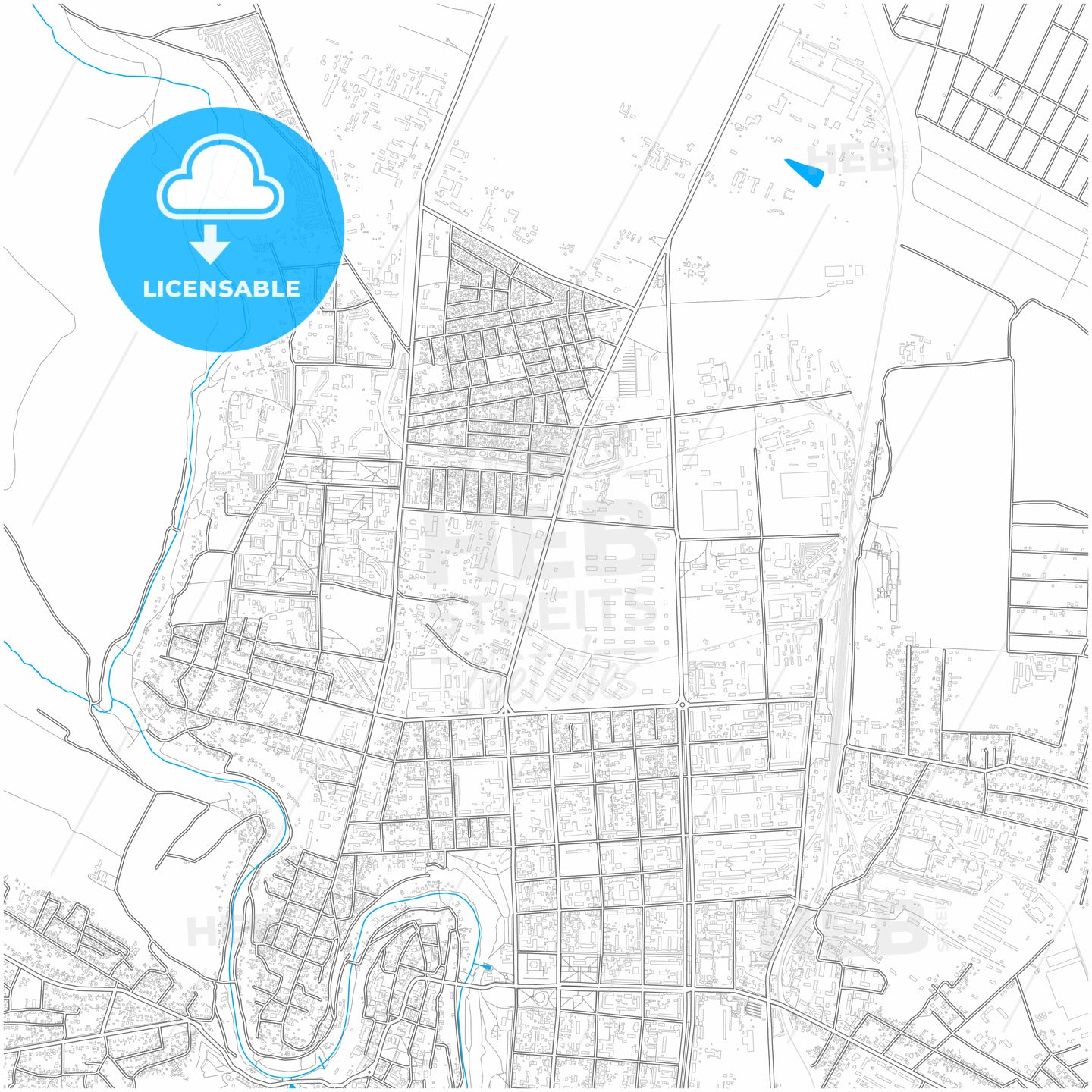 Kamianets-Podilskyi, Khmelnytskyi Oblast, Ukraine, city map with high quality roads.