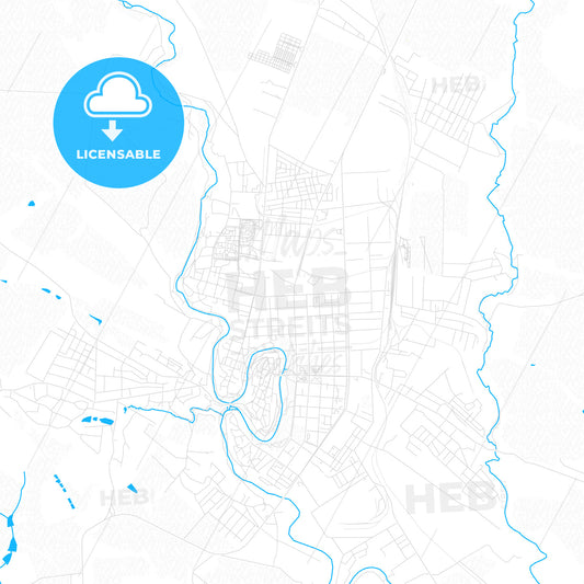 Kamianets-Podilskyi, Ukraine PDF vector map with water in focus
