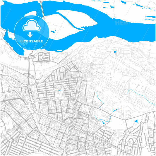 Kamianske, Dnipropetrovsk Oblast, Ukraine, city map with high quality roads.