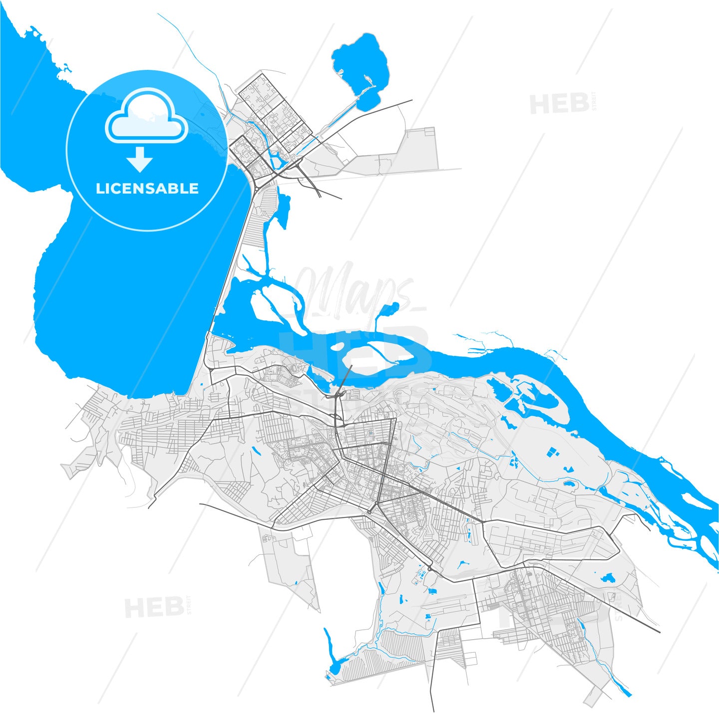 Kamianske, Dnipropetrovsk Oblast, Ukraine, high quality vector map