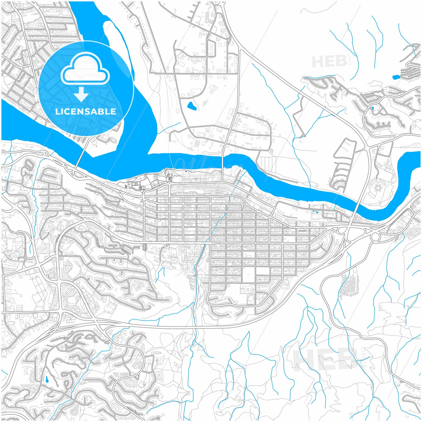 Kamloops, British Columbia, Canada, city map with high quality roads.