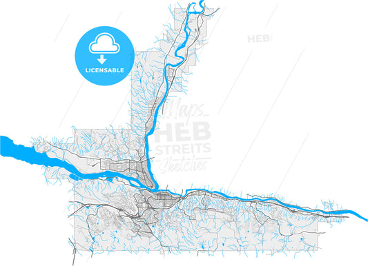 Kamloops, British Columbia, Canada, high quality vector map