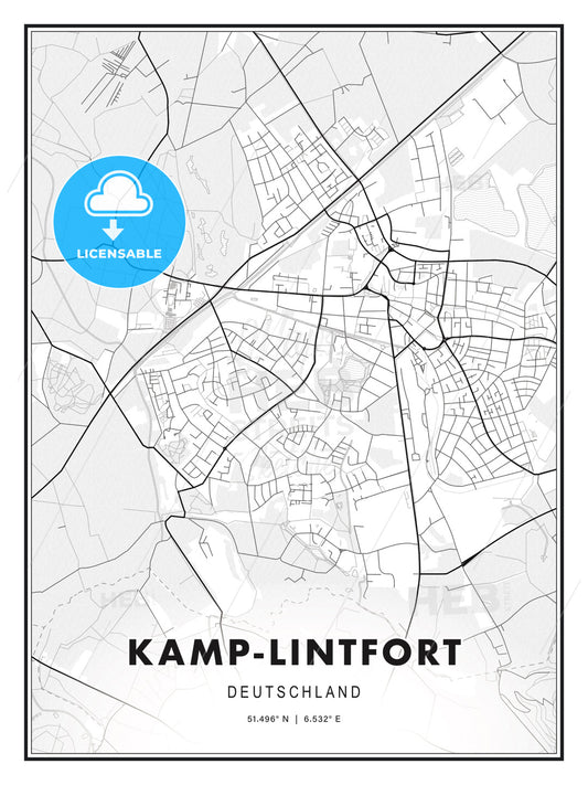 Kamp-Lintfort, Germany, Modern Print Template in Various Formats - HEBSTREITS Sketches