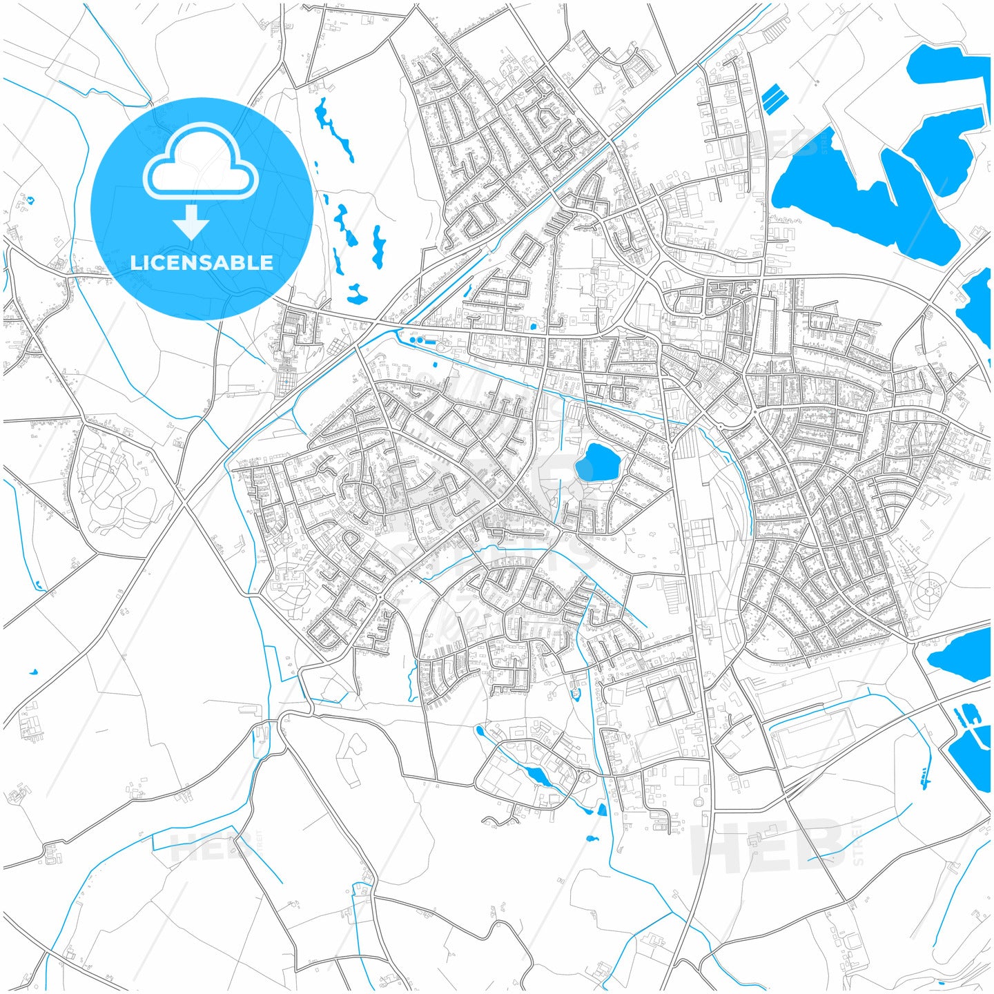 Kamp-Lintfort, North Rhine-Westphalia, Germany, city map with high quality roads.