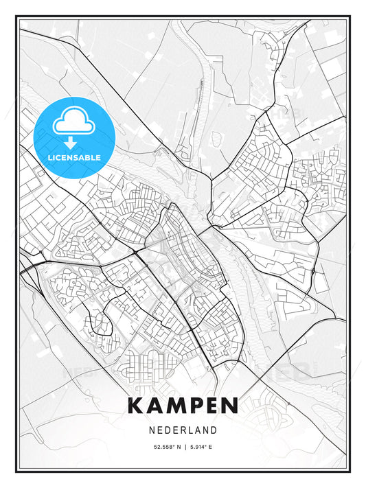 Kampen, Netherlands, Modern Print Template in Various Formats - HEBSTREITS Sketches