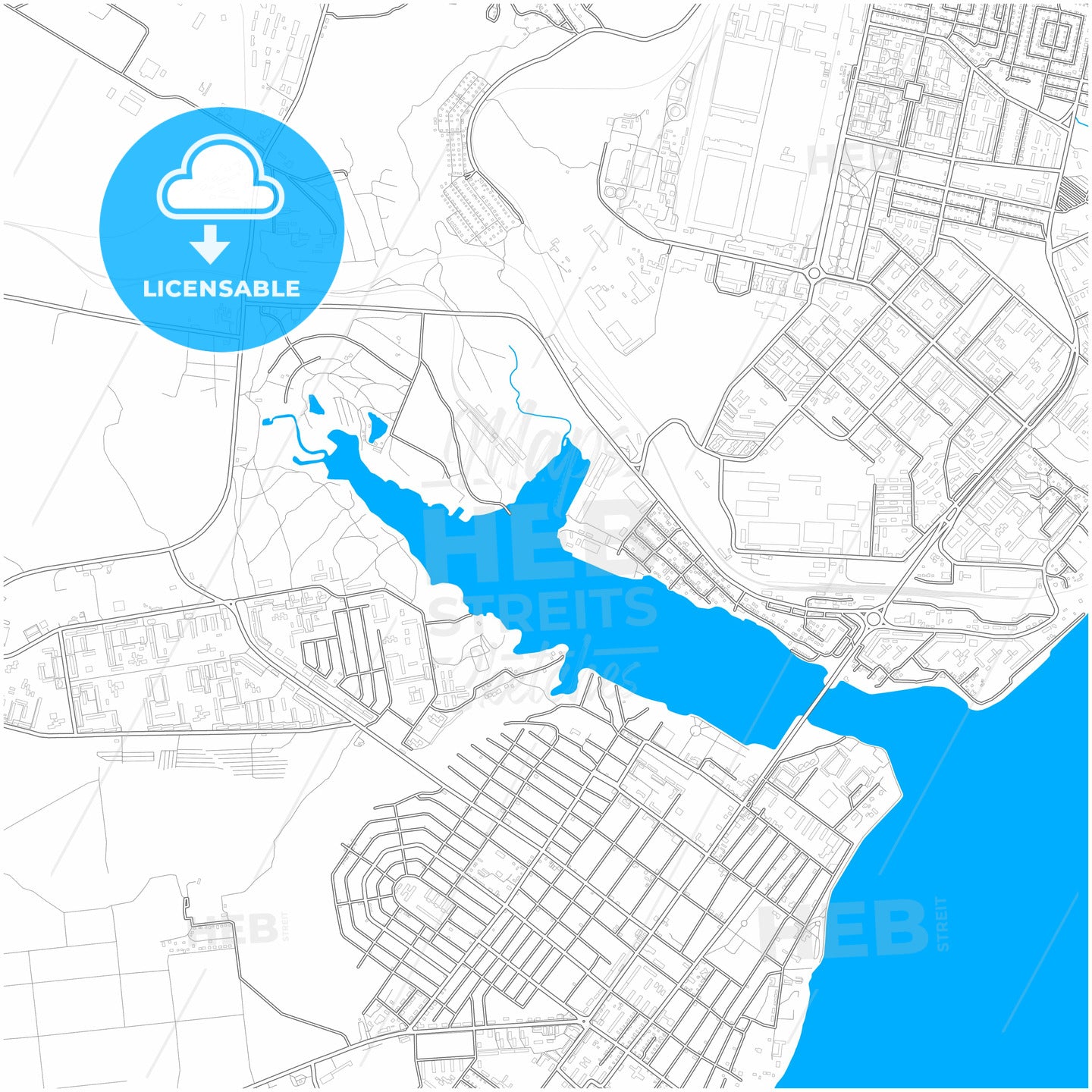 Kamyshin, Volgograd Oblast, Russia, city map with high quality roads.