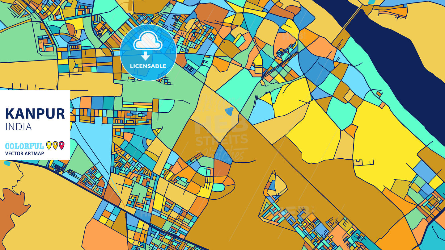 Kanpur, India, Colorful Vector Artmap