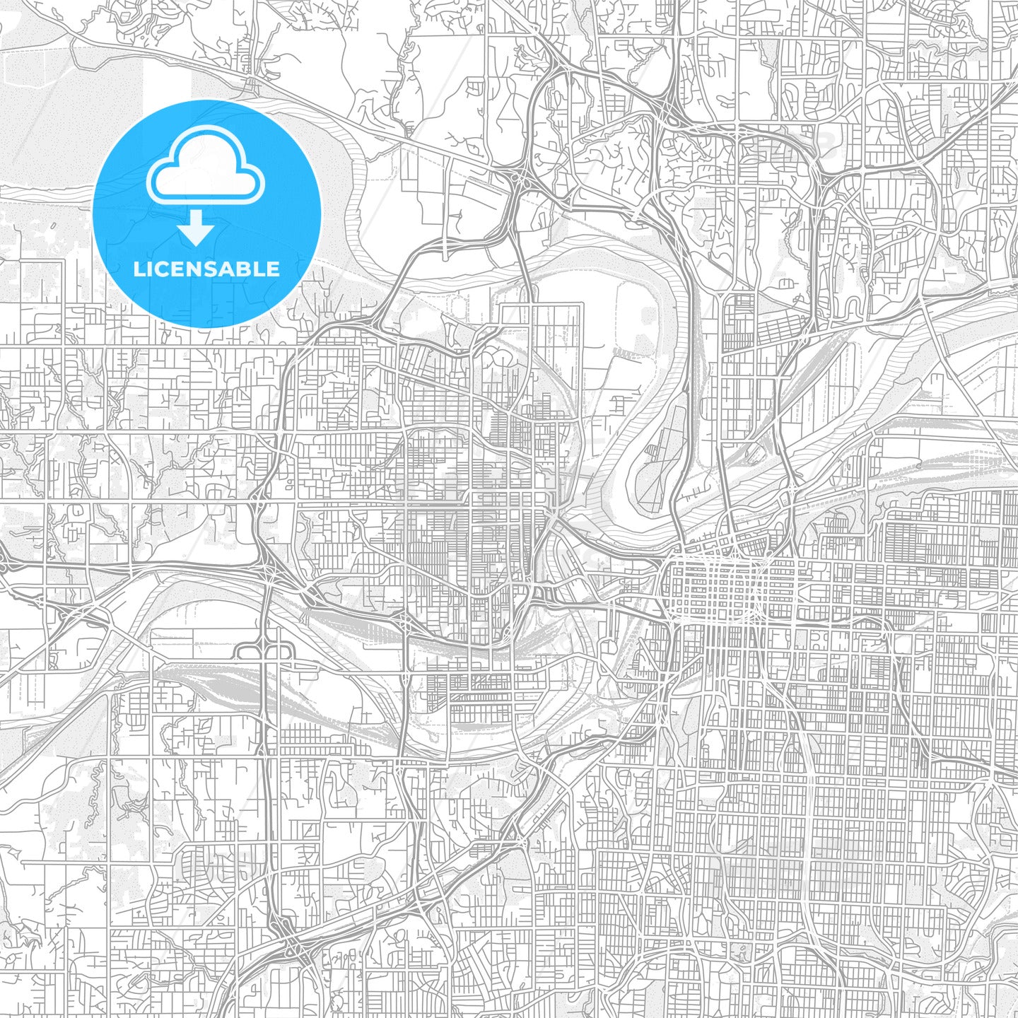 Kansas City, Kansas, USA, bright outlined vector map