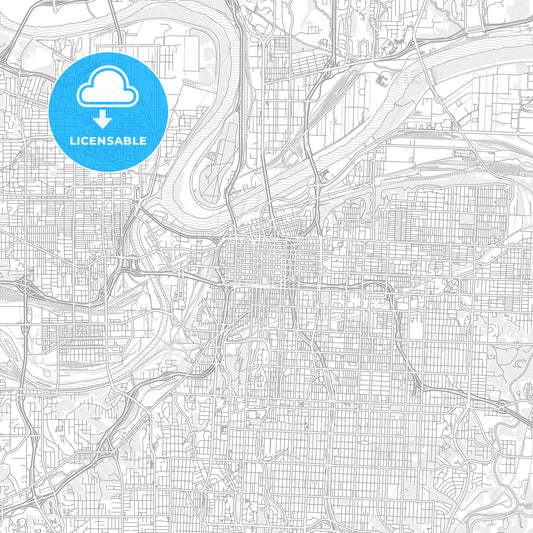 Kansas City, Missouri, USA, bright outlined vector map