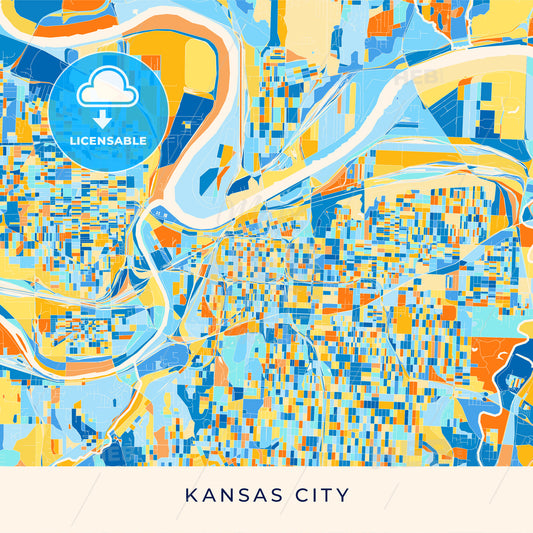 Kansas City colorful map poster template