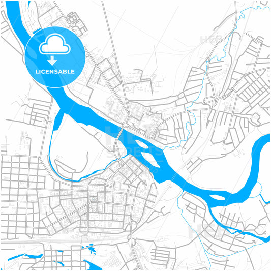 Kansk, Krasnoyarsk Krai, Russia, city map with high quality roads.