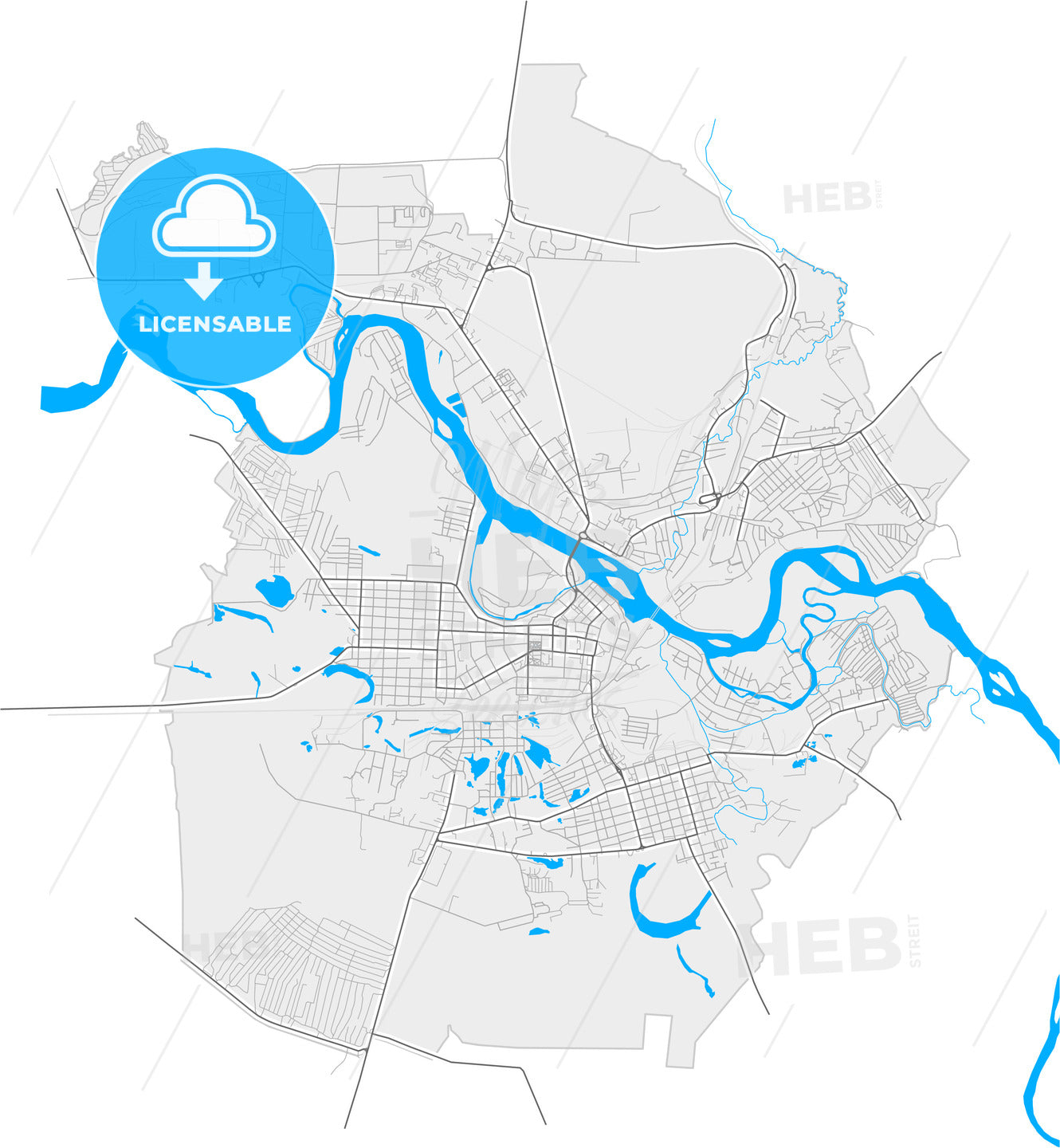 Kansk, Krasnoyarsk Krai, Russia, high quality vector map