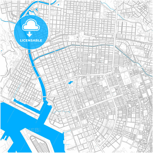 Kaohsiung, Taiwan, city map with high quality roads.