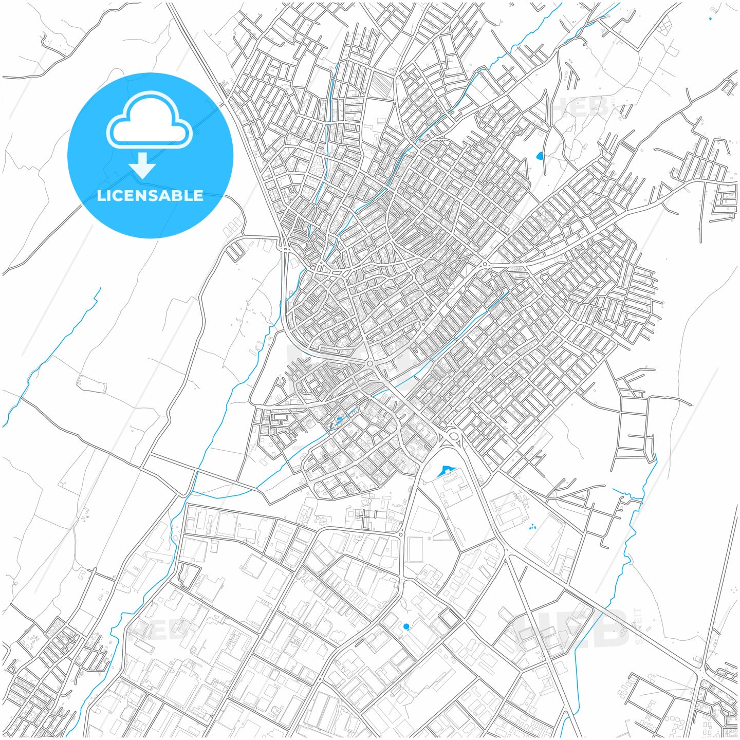 Kapaklı, Tekirdağ, Turkey, city map with high quality roads.