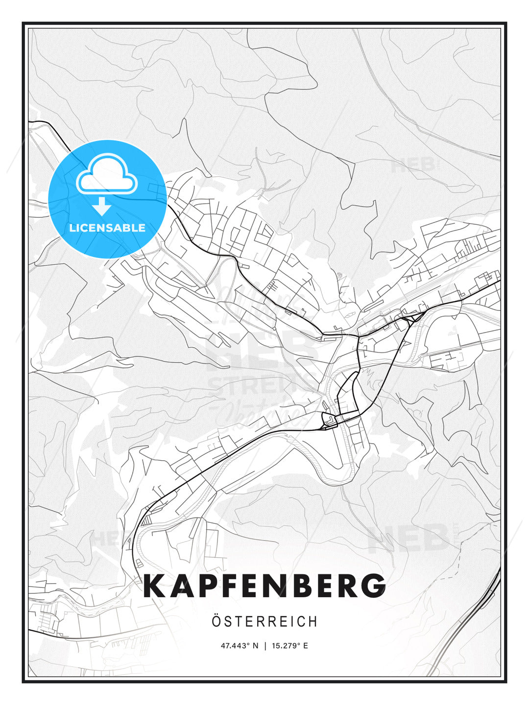 Kapfenberg, Austria, Modern Print Template in Various Formats - HEBSTREITS Sketches