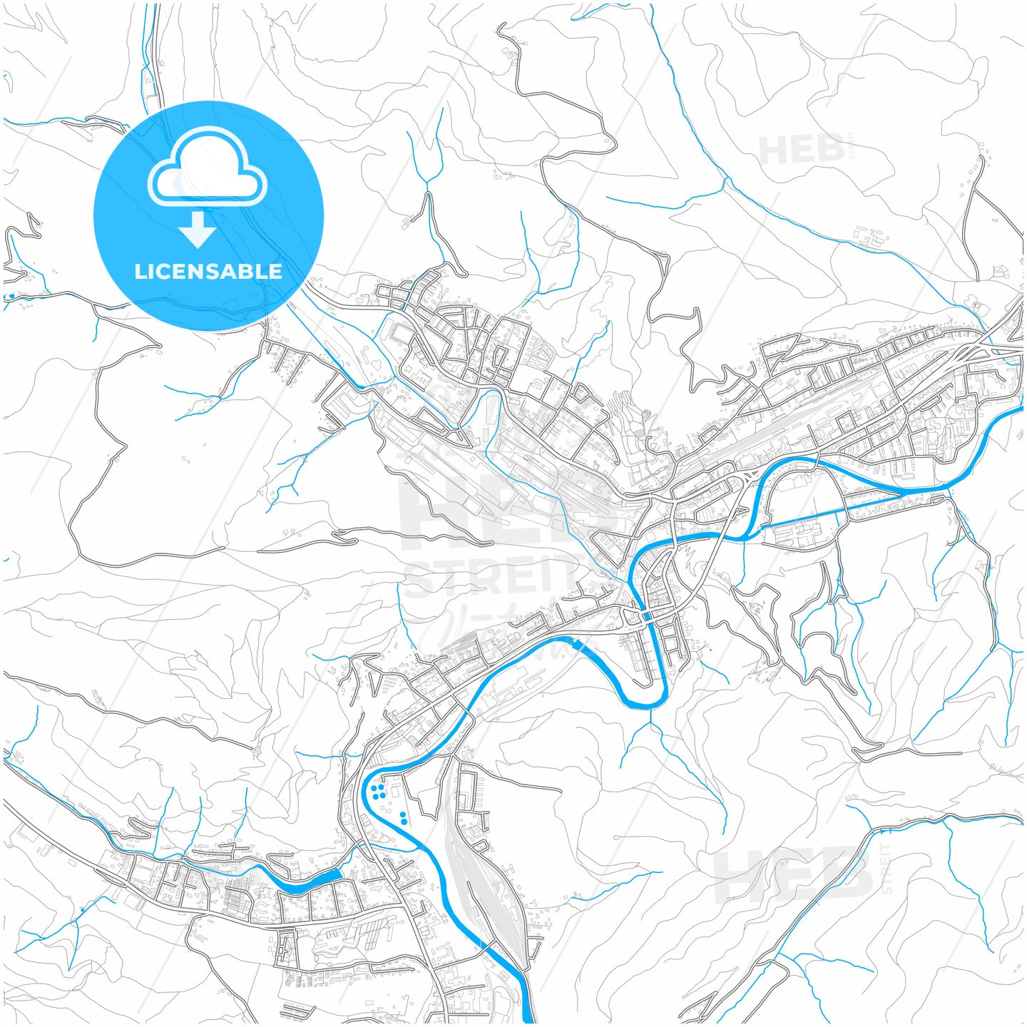 Kapfenberg, Styria, Austria, city map with high quality roads.