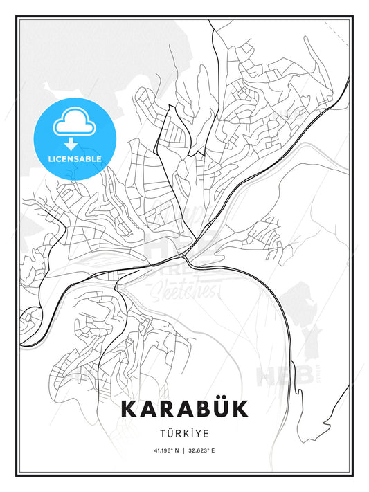 Karabük, Turkey, Modern Print Template in Various Formats - HEBSTREITS Sketches