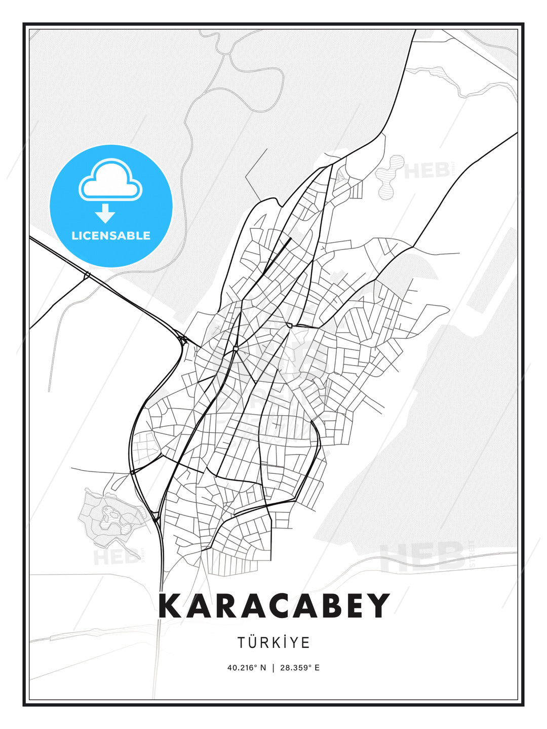 Karacabey, Turkey, Modern Print Template in Various Formats - HEBSTREITS Sketches