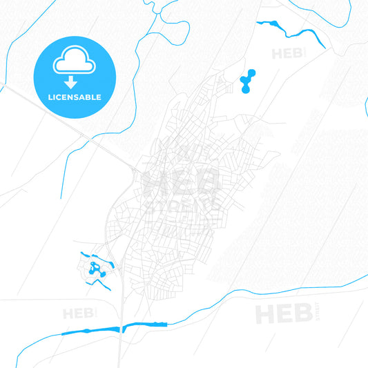 Karacabey, Turkey PDF vector map with water in focus